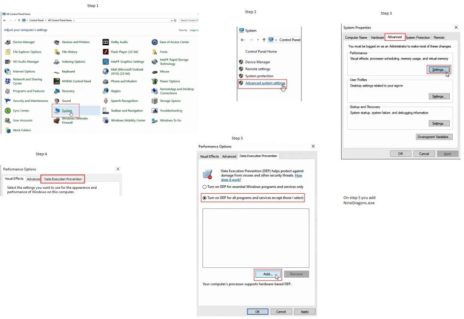 DEP setup example